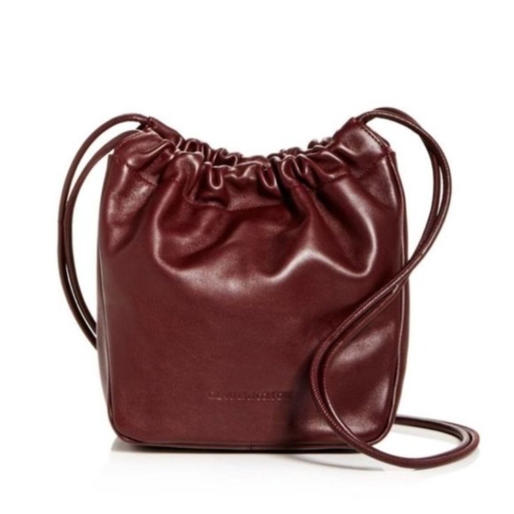 🙌Creatures of Comfort Italian Leather Burgundy Mini Pint Bucket Crossbody Bag
